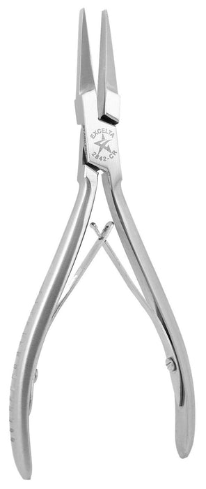 Excelta 2842-CR Cleanroom-Safe Medium Flat Nose Stainless Steel Pliers with Dual Leaf Springs Handles, 5.75" OAL