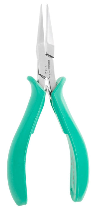 Excelta 2842 ESD-Safe Duck-Billed Medium Flat Nose Stainless Steel Pliers with Smooth Jaw & Molded Grips, 5.75" OAL