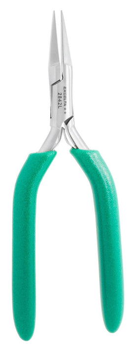 Excelta 2842L ESD-Safe Medium Flat Nose Stainless Steel Pliers with Smooth Jaw & Long Handles, 6" OAL