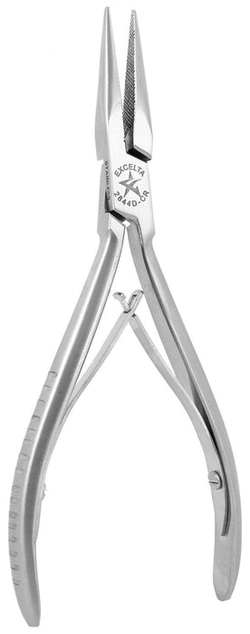 Excelta 2844D-CR Cleanroom-Safe Medium Chain Nose Stainless Steel Pliers with Serrated Jaw & Dual Leaf Springs Handles, 5.75" OAL