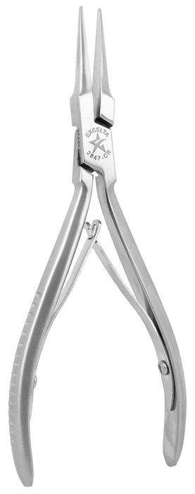 Excelta 2847-CR Cleanroom-Safe Medium Needle Nose Stainless Steel Pliers with Dual Leaf Springs Handles, 5.75" OAL