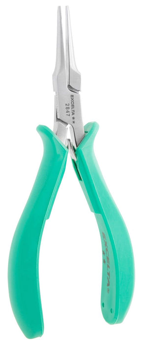 Excelta 2847 ESD-Safe Medium Tapered Needle Nose Stainless Steel Pliers with Smooth Jaw & Molded Grips, 5.75" OAL