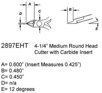 Excelta 2897EHT Medium Round Head Semi-Flush Stainless Steel Cutter with Cushion Grip Handles, 4.5" OAL