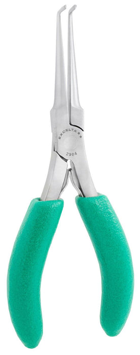 Excelta 2904 ESD-Safe Large Bent Nose Stainless Steel Pliers with 90° Angled Jaw & Cushion Grips, 5.75" OAL