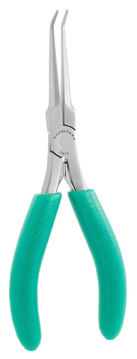 Excelta 2914 ESD-Safe Large Bent Nose Stainless Steel Pliers with 45° Angled Jaw & Cushion Grips, 6.50" OAL