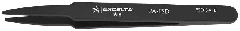 Excelta 2A-ESD ESD-Safe Plastic Tweezer with Straight, Wide, Flat, Tapered, Pointed, 0.07" Wide Tips