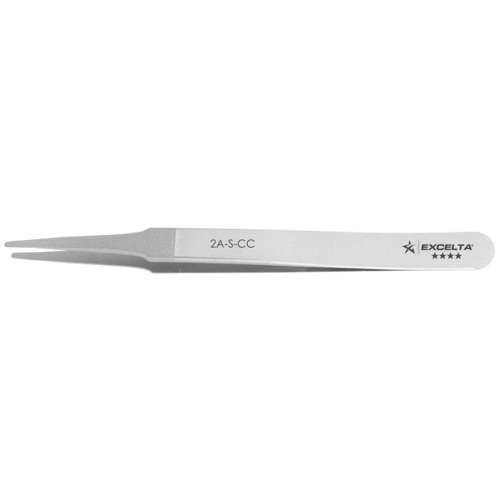 Excelta 2A-S-CC Swiss-Made Insulative SMD Stainless Steel Tweezer with Straight, Tapered, Flat Cerakote™ Ceramic Coated Tips, 4.75" OAL