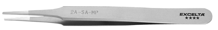 Excelta 2A-SA-MP Precision SMD Neverust® Stainless Steel Tweezers with Mirror Polished & Straight, Tapered, Flat, Rounded Tips