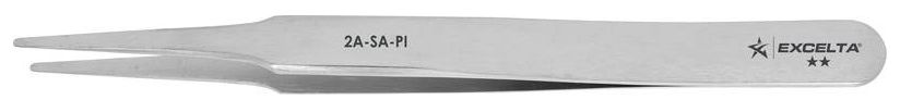 Excelta 2A-SA-PI Italian-Made Stainless Steel SMD Tweezer with Straight, Flat, Tapered Point Tips, 4.75" OAL