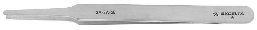 Excelta 2A-SA-SE Economy Stainless Steel SMD Tweezer with Straight, Flat, Tapered Point Tips, 4.75" OAL