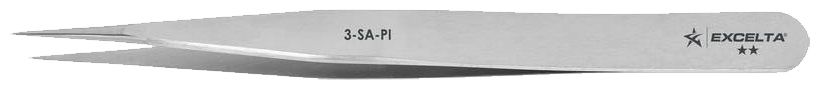 Excelta 3-SA-PI Italian-Made Anti-Magnetic Stainless Steel Tweezer with Straight, Very Fine Point Tips, 4.75" OAL