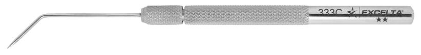 Excelta 333C Stainless Steel Probe with Serrated, Knurled Handle & 55° Angled Tip, 4.875" OAL