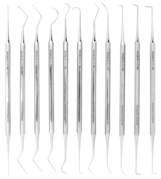 Excelta 334 11 Piece Stainless Steel Probe Set with Precision Double Ended Scribes, 5.5" OAL