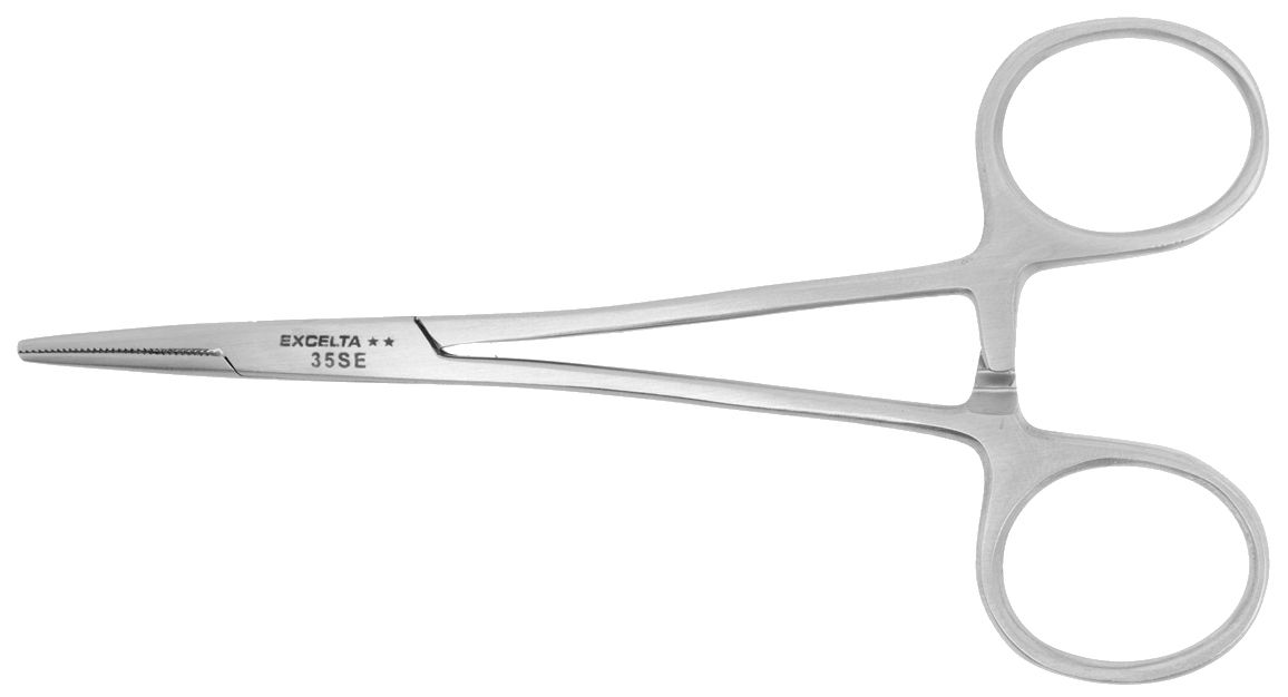 Excelta 35-SE Cleanroom-Safe Stainless Steel Locking Hemostat with Straight, Serrated Jaw, 5.0" OAL