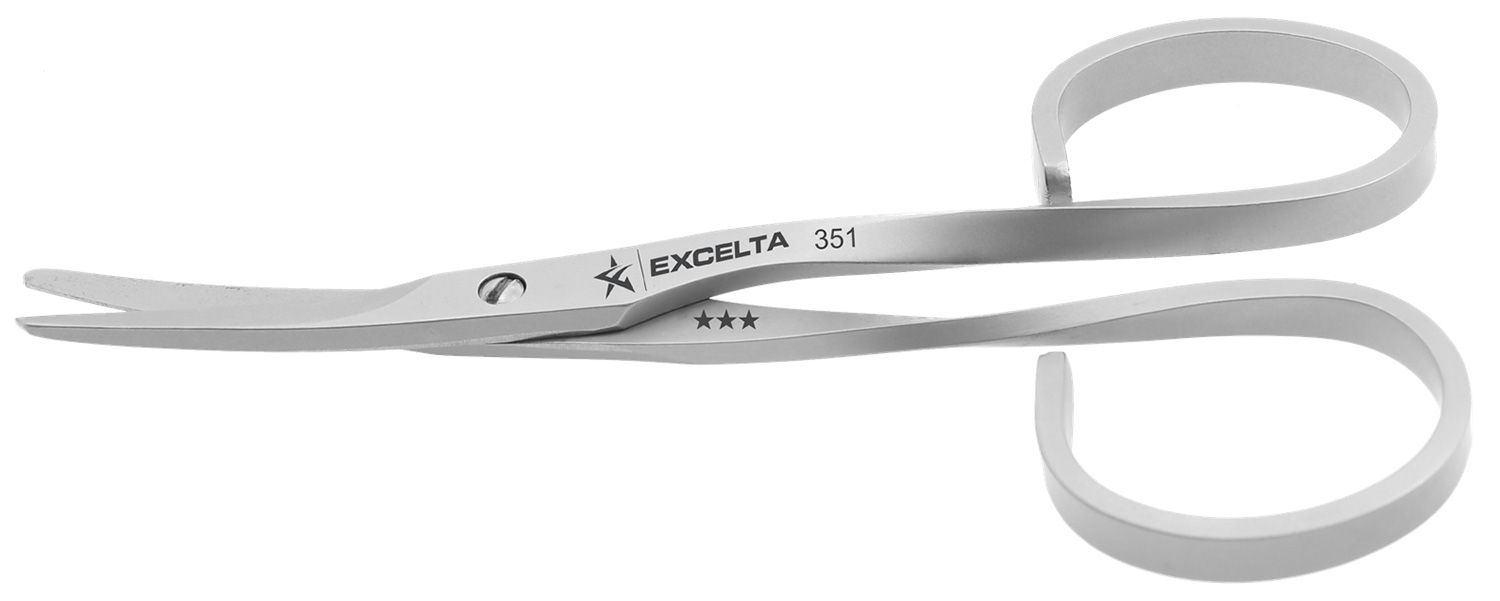 Excelta 351 Medical-Grade Stainless Steel Scissors with Straight Rounded, Fine Blunt Safety Blades, 3.777" OAL