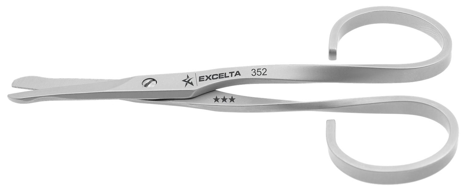 Excelta 352 Medical-Grade Stainless Steel Scissors with Straight, Fine Blunt Safety Blades, 3.856" OAL