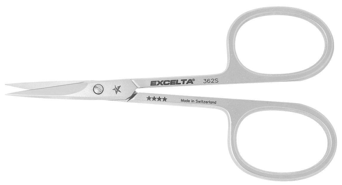 Excelta 362S Medical-Grade Stainless Steel Scissors with Straight, Fine Relieved Blades, 3.62" OAL