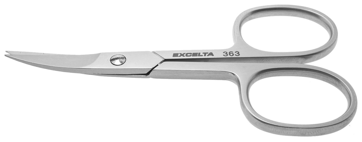 Excelta 363 Medical-Grade Stainless Steel Scissors with 17° Curved, Round, Fine Blades, 3.75" OAL