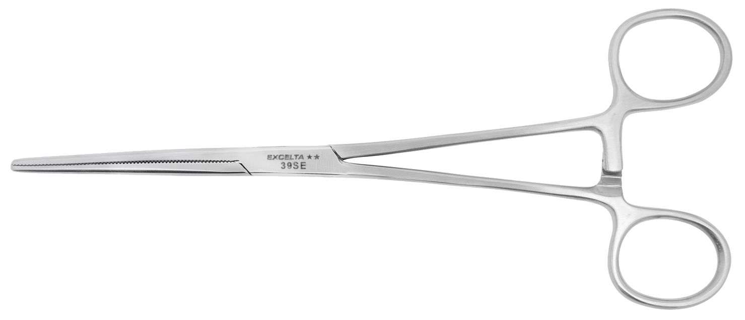 Excelta 39-SE Cleanroom-Safe Stainless Steel Locking Hemostat with Straight, Serrated Jaw, 8.0" OAL