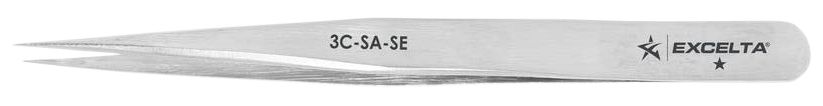 Excelta 3C-SA-SE Economy Neverust® Anti-Magnetic Stainless Steel Tweezers with Straight, Very Fine Point Tips, 4.25" OAL