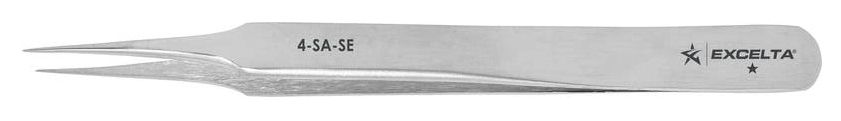 Excelta 4-SA-SE Economy Anti-Magnetic Stainless Steel Tweezer with Straight, Tapered, Ultra Fine Point Tips, 4.25" OAL