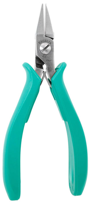 Excelta 42I ESD-Safe Small Head Flat Nose Stainless Steel Pliers with Smooth Jaw & TealShield™ Molded Grip Handles, 5.5" OAL