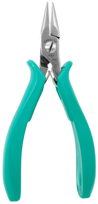 Excelta 44I ESD-Safe Small Head Chain Nose Stainless Steel Pliers with Smooth Jaw & TealShield™ Molded Grip Handles, 5.5" OAL