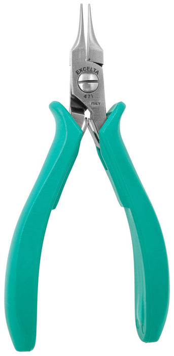 Excelta 47I ESD-Safe Small Head Needle Nose Stainless Steel Pliers with Smooth Jaw &amp;TealShield™ Molded Grip Handles, 5.5" OAL