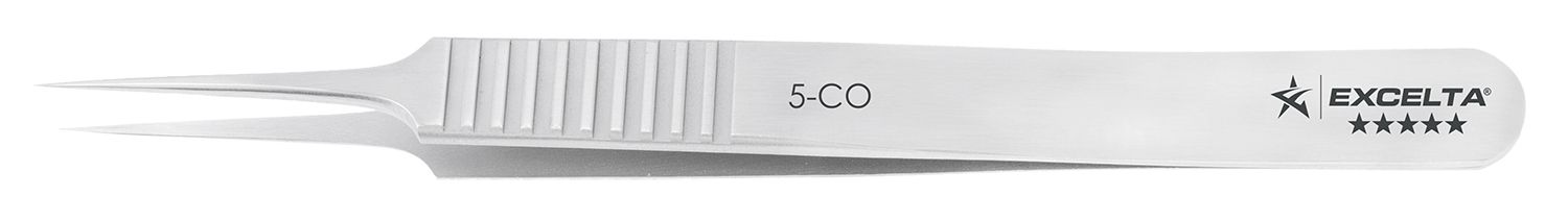 Excelta 5-CO Swiss-Made Cobalt Steel Tweezer with Straight, Tapered, Ultra Fine Point Tips, 4.25" OAL