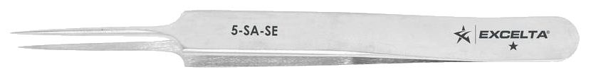 Excelta 5-SA-SE Economy Anti-Magnetic Stainless Steel Tweezer with Straight, Tapered, Ultra Fine Point Tips, 4.25" OAL