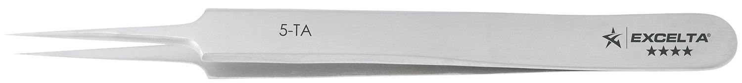 Excelta 5-TA Swiss-Made Titanium Tweezers with Straight, Tapered, Ultra Fine Point Tips, 4.25" OAL