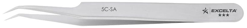 Excelta 5C-SA Swiss-Made Neverust® Anti-Magnetic Stainless Steel Tweezers with 45° Angulated Ultra Fine Point Tips, 4.5" OAL