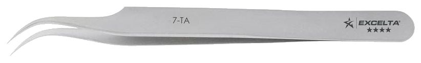 Excelta 7-TA Swiss-Made Titanium Tweezers with Tapered, 45° Curved, Tapered, Very Fine Point Tipss, 4.5" OAL