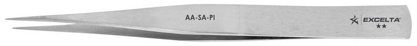 Excelta AA-SA-PI Italian-Made Anti-Magnetic Stainless Steel Tweezer with Straight, Medium Point Tips, 5.0" OAL