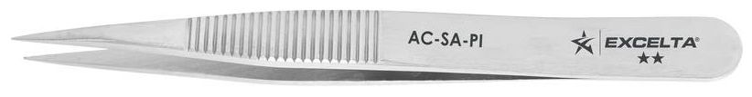 Excelta AC-SA-PI Italian-Made Anti-Magnetic Stainless Steel Tweezer with Straight, Blunt, Strong Point Tips, 4.25" OAL