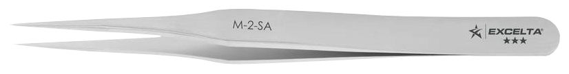 Excelta M-2-SA Neverust® Stainless Steel Tweezer with Miniature Head & Straight, Fine, Tapered, Pointed Tips