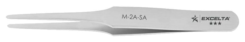 Excelta M-2A-SA Neverust® Stainless Steel SMD Tweezer with Miniature Head & Straight, Flat, Tapered, Pointed Tips