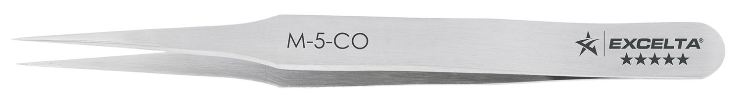 Excelta M-5-CO Miniature Cobaltima® Tweezers with Tapered, Ultra-Fine, Pointed Tips