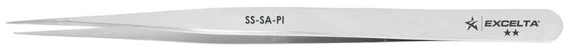 Excelta SS-SA-PI Italian-Made Anti-Magnetic Stainless Steel Tweezer with Straight, Slim, Very Fine Point Tips, 5.5" OAL