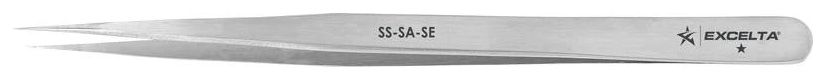 Excelta SS-SA-SE Economy Anti-Magnetic Stainless Steel Tweezer with Straight Slim, Very Fine Point Tips, 5.5" OAL