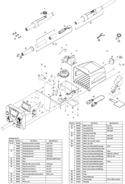 Hakko FR811-SET Complete SMD Hot Air Rework System (Qty of 2)