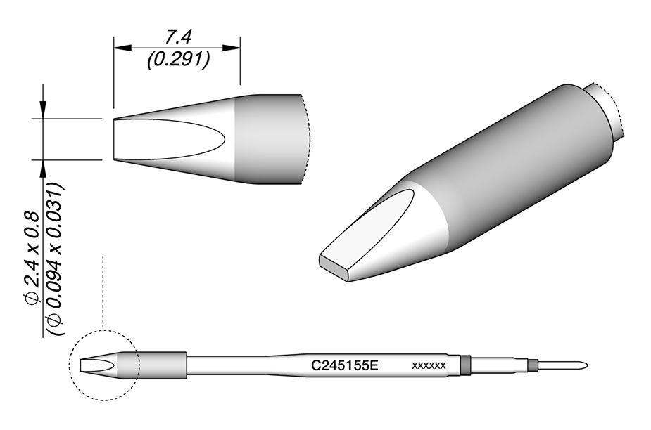 CARTRIDGE CHISEL 2.4X0.8 HT EL | Pack of 10