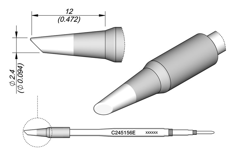 CARTRIDGE BEVEL Ø 2.4 MM 45º EL| Pack of 10