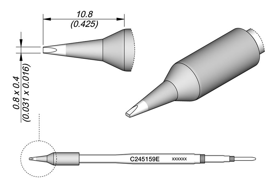 CARTRIDGE CHISEL 0.8 X 0.4 EL | Pack of 10