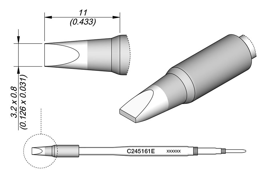 CARTRIDGE CHISEL 3.2 X 0.8 EL | Pack of 10