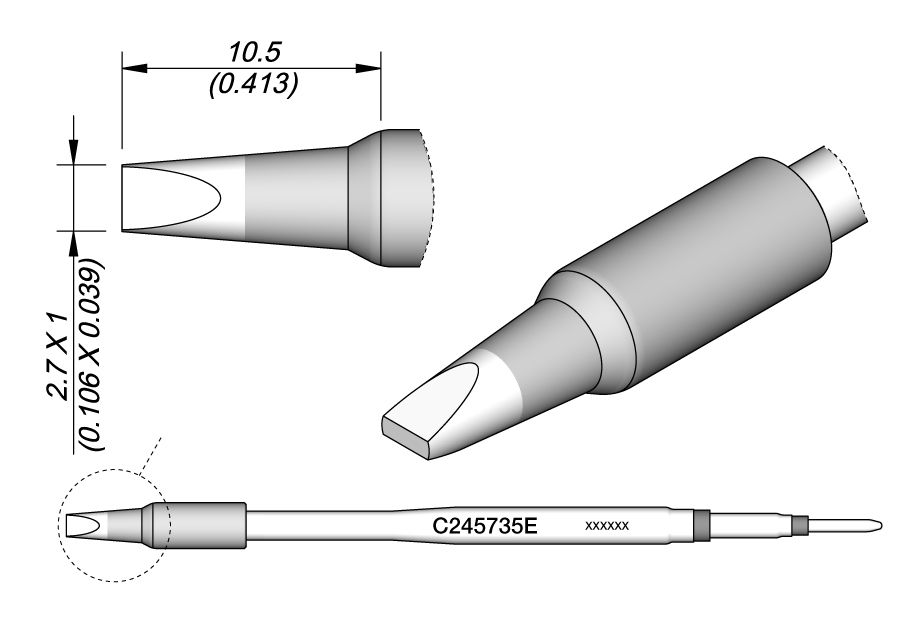 CARTRIDGE CHISEL 2.7X1 EL | Pack of 10