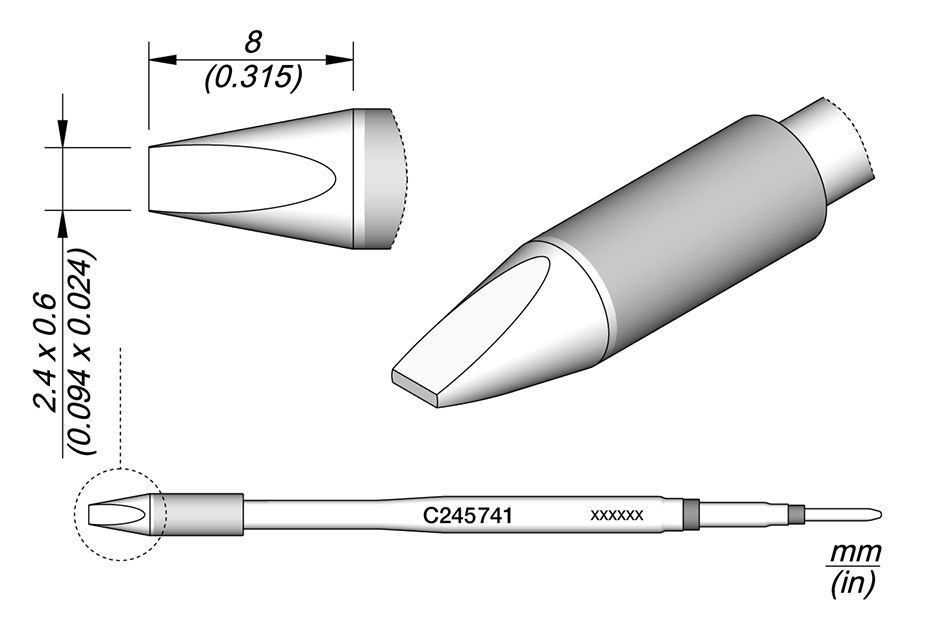 CARTRIDGE CHISEL 2.4 X 0.6 HT | Pack of 10