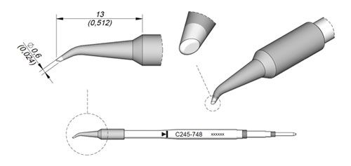 CARTRIDGE BENT BEVEL Ø 0.6 S1 | Pack of 10