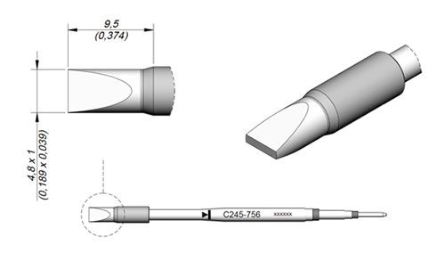 CARTRIDGE CHISEL 4.8 X 1 HT | Pack of 10