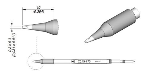 CARTRIDGE CHISEL 0.8 X 0.3 | Pack of 10